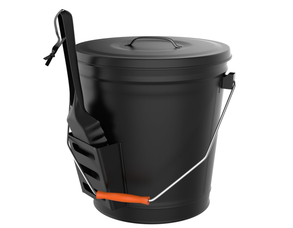 4.75 Gallon Black Ash Bucket with Lid